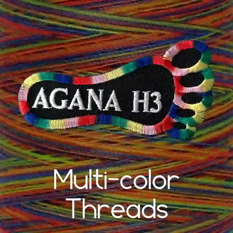 parche con hilos multicolores