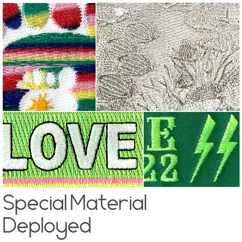 parches bordados de material especial